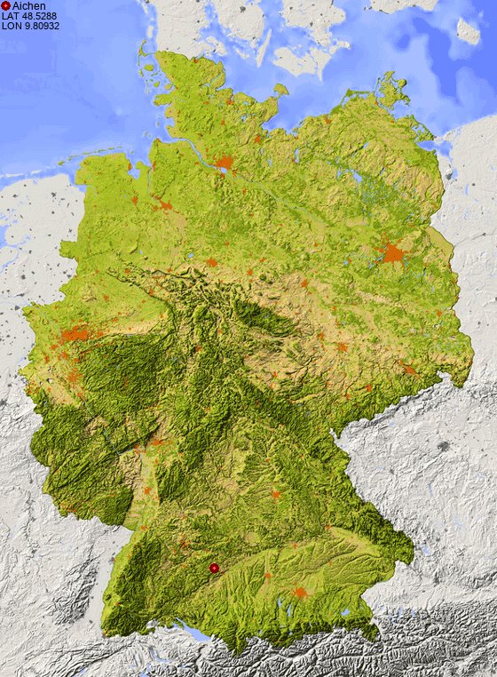 Location of Aichen in Germany