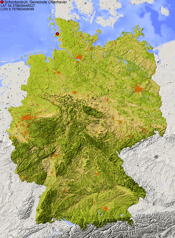 Location of Schockenbüll, Gemeinde Osterhever in Germany