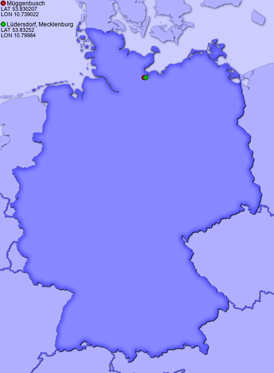 Distance from Müggenbusch to Lüdersdorf, Mecklenburg