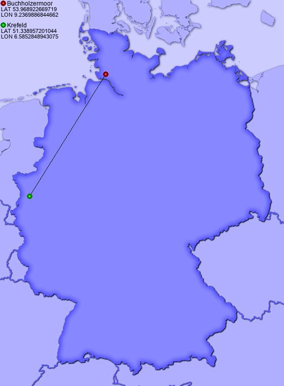 Distance from Buchholzermoor to Krefeld
