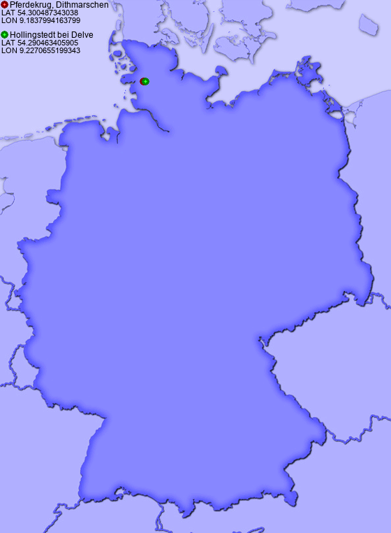 Distance from Pferdekrug, Dithmarschen to Hollingstedt bei Delve
