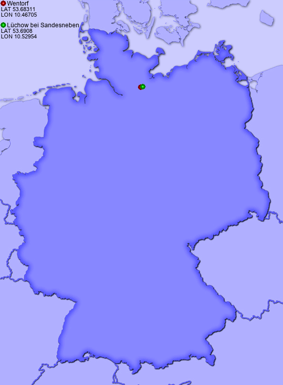 Distance from Wentorf to Lüchow bei Sandesneben