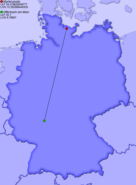 Distance from Martensrade to Offenbach am Main