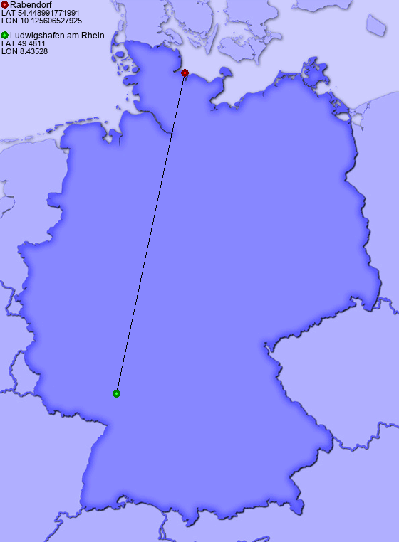 Distance from Rabendorf to Ludwigshafen am Rhein