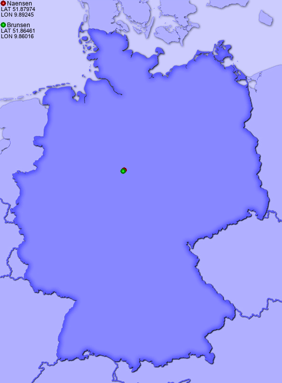 Distance from Naensen to Brunsen