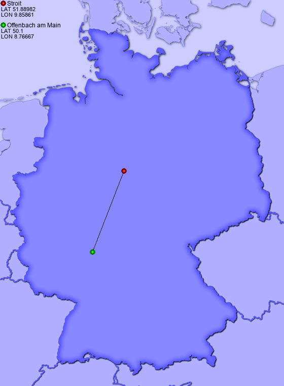 Distance from Stroit to Offenbach am Main