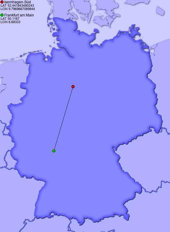 Distance from Isernhagen-Süd to Frankfurt am Main