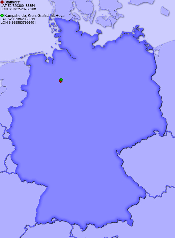 Distance from Staffhorst to Kampsheide, Kreis Grafschaft Hoya