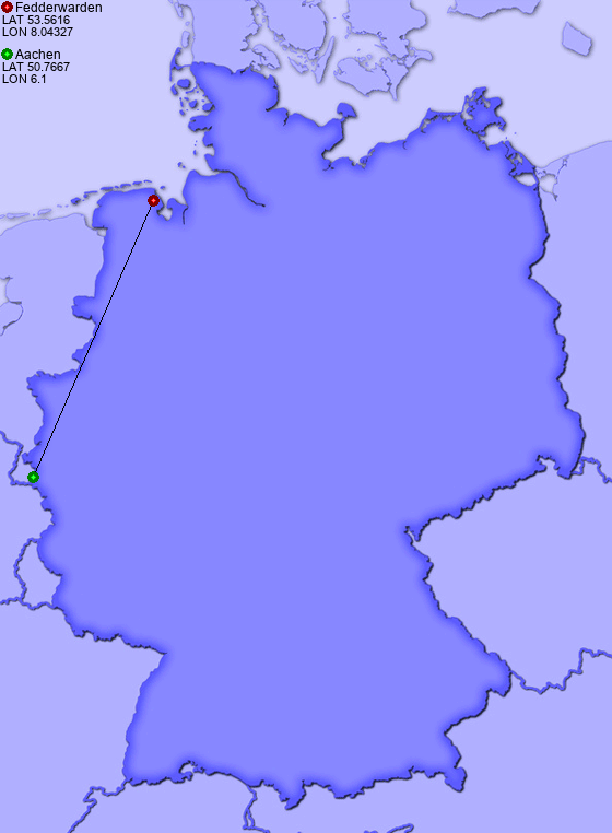 Distance from Fedderwarden to Aachen