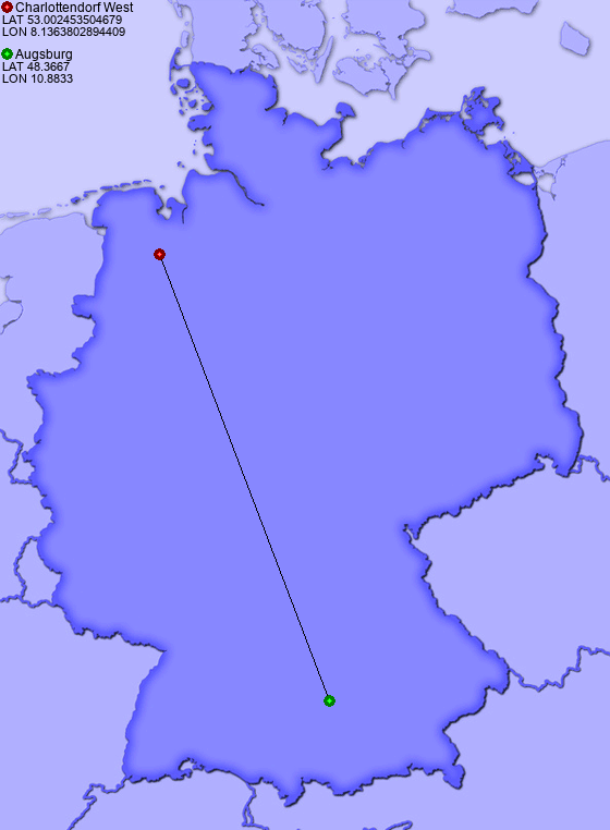 Distance from Charlottendorf West to Augsburg