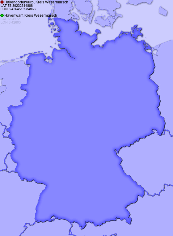 Distance from Hakendorferwurp, Kreis Wesermarsch to Hayenwärf, Kreis Wesermarsch