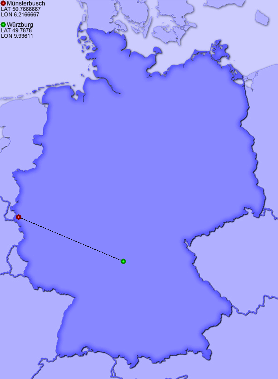 Distance from Münsterbusch to Würzburg