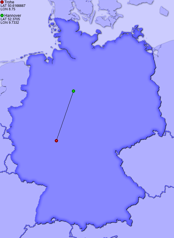 Distance from Trohe to Hannover