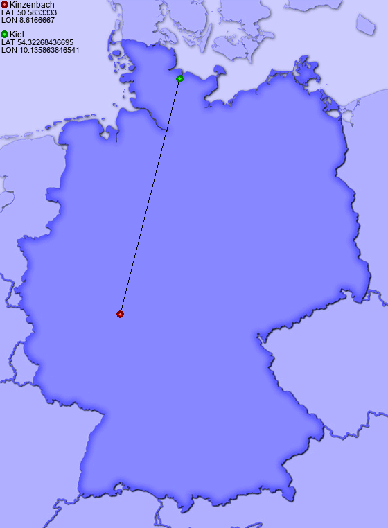 Distance from Kinzenbach to Kiel