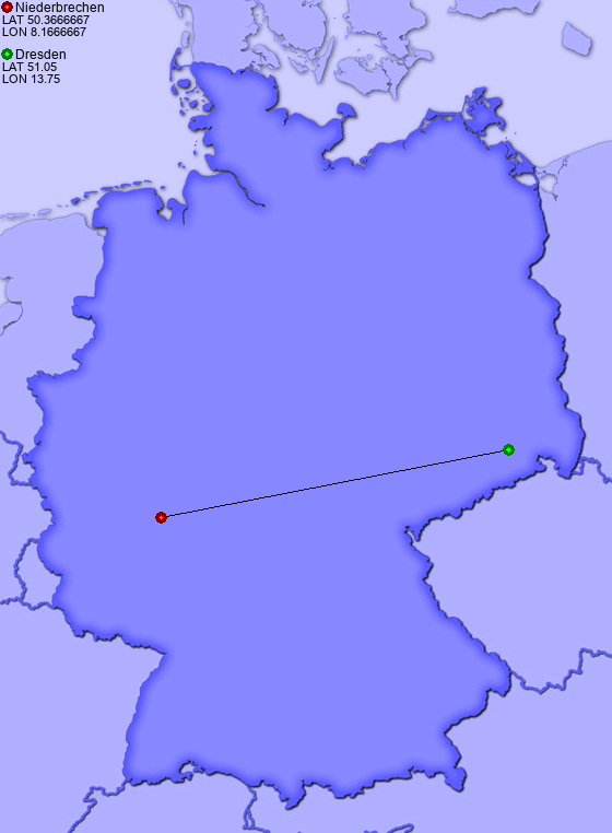 Distance from Niederbrechen to Dresden