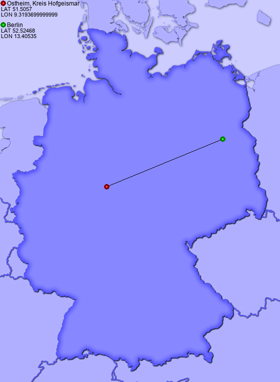 Distance from Ostheim, Kreis Hofgeismar to Berlin
