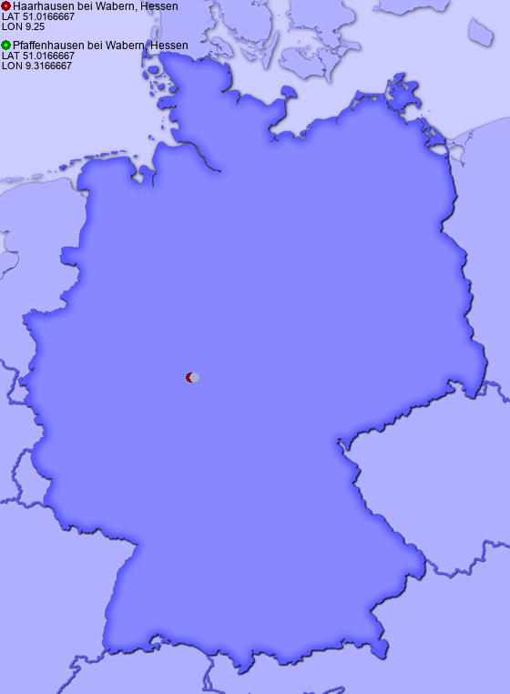 Distance from Haarhausen bei Wabern, Hessen to Pfaffenhausen bei Wabern, Hessen