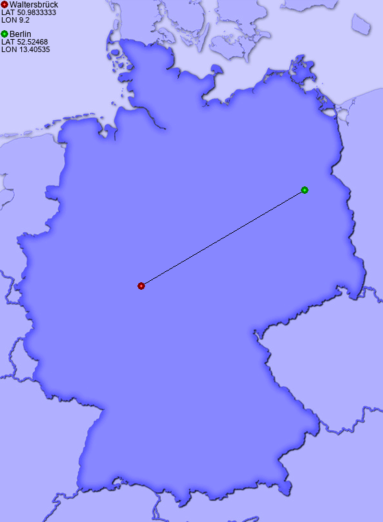 Distance from Waltersbrück to Berlin
