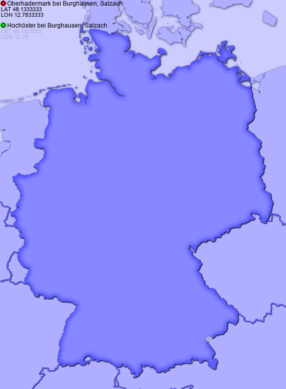 Distance from Oberhadermark bei Burghausen, Salzach to Hochöster bei Burghausen, Salzach