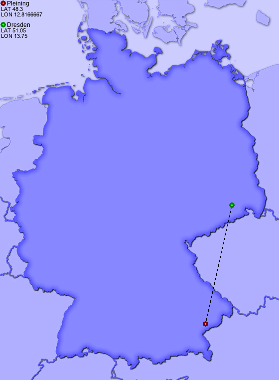 Distance from Pleining to Dresden