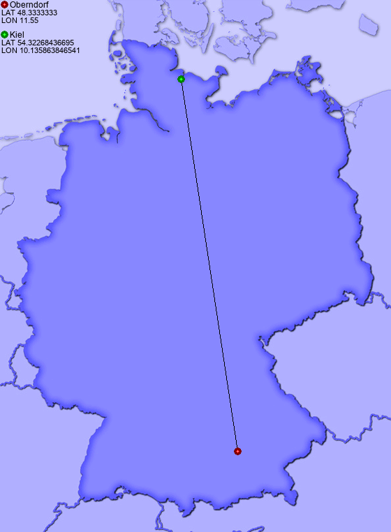 Distance from Oberndorf to Kiel