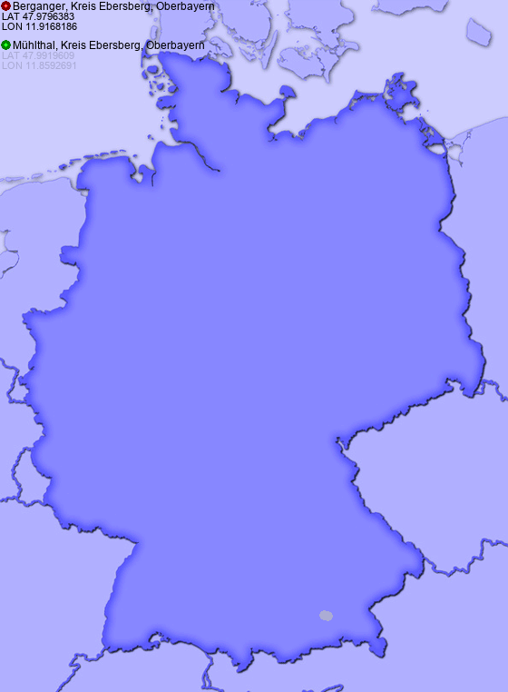 Distance from Berganger, Kreis Ebersberg, Oberbayern to Mühlthal, Kreis Ebersberg, Oberbayern