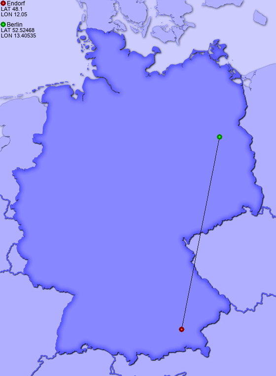 Distance from Endorf to Berlin