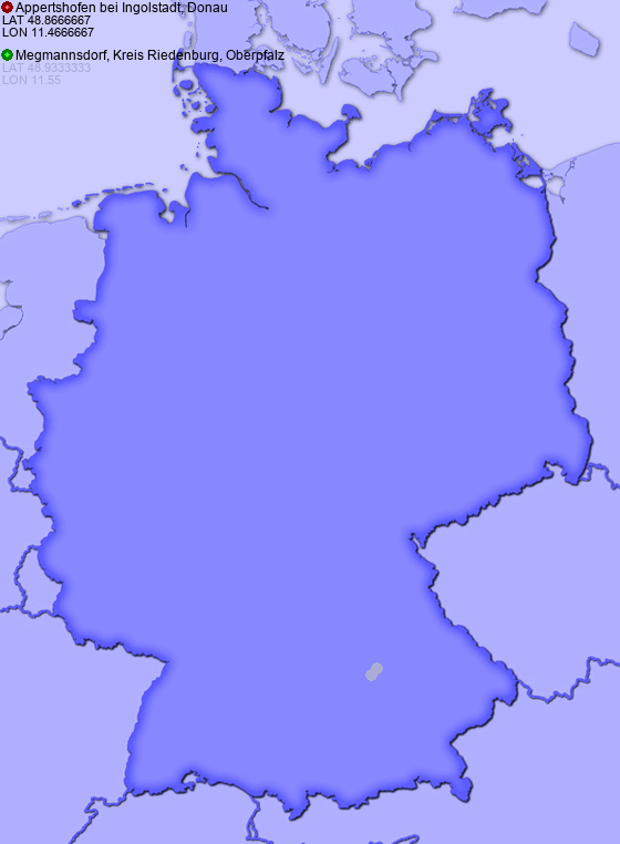 Distance from Appertshofen bei Ingolstadt, Donau to Megmannsdorf, Kreis Riedenburg, Oberpfalz