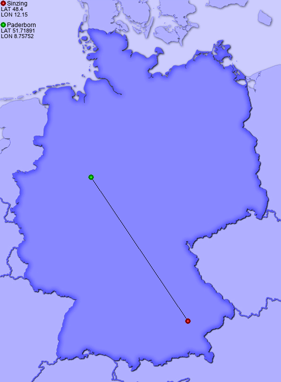 Distance from Sinzing to Paderborn