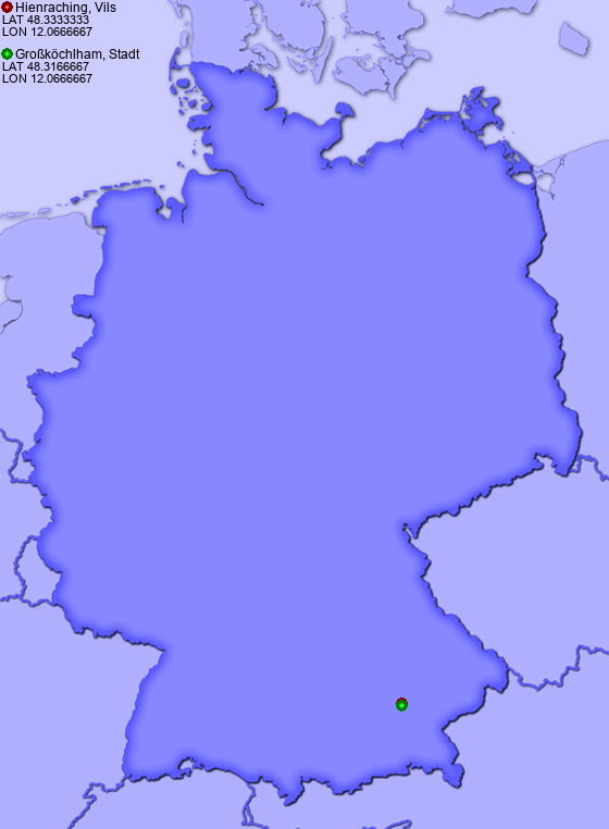 Distance from Hienraching, Vils to Großköchlham, Stadt