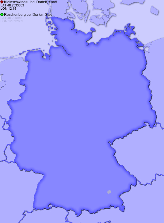 Distance from Kleinschwindau bei Dorfen, Stadt to Reschenberg bei Dorfen, Stadt