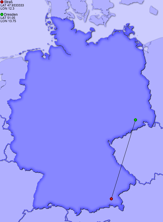 Distance from Straß to Dresden