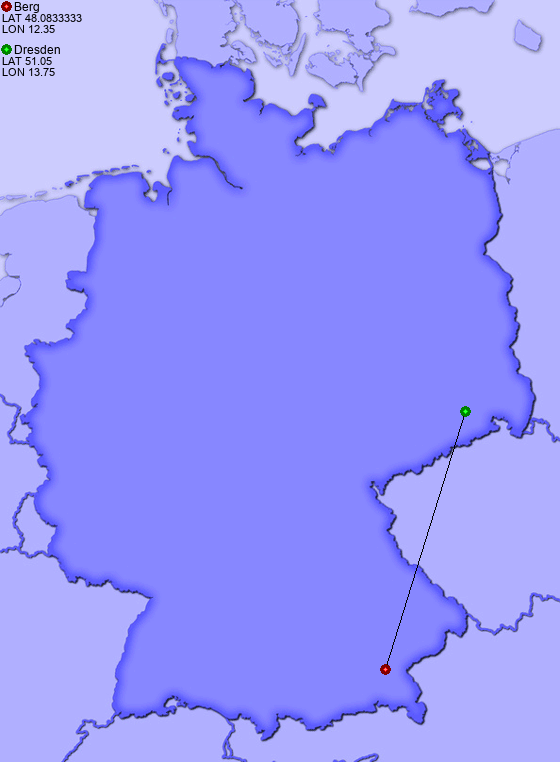 Distance from Berg to Dresden