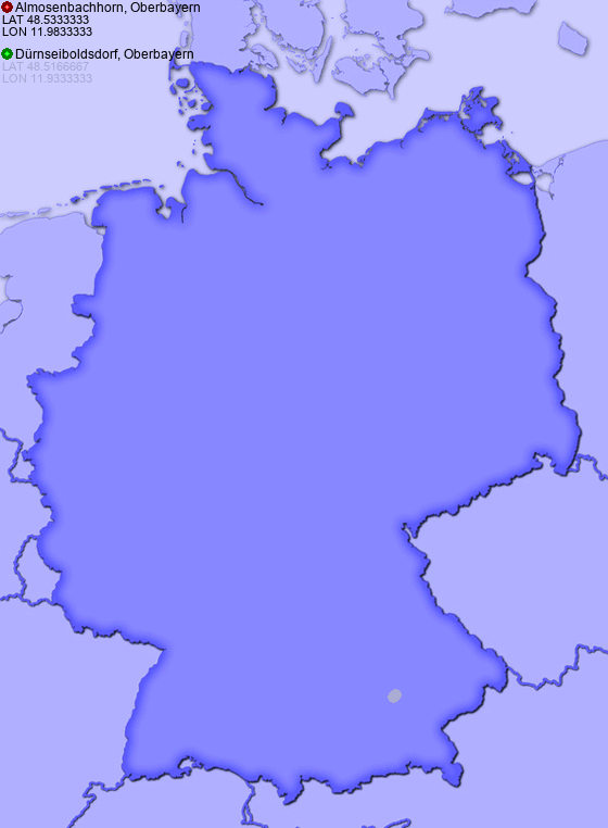 Distance from Almosenbachhorn, Oberbayern to Dürnseiboldsdorf, Oberbayern