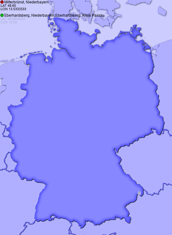 Distance from Mitterbrünst, Niederbayern to Eberhardsberg, Niederbayern;Eberhardsberg, Kreis Passau