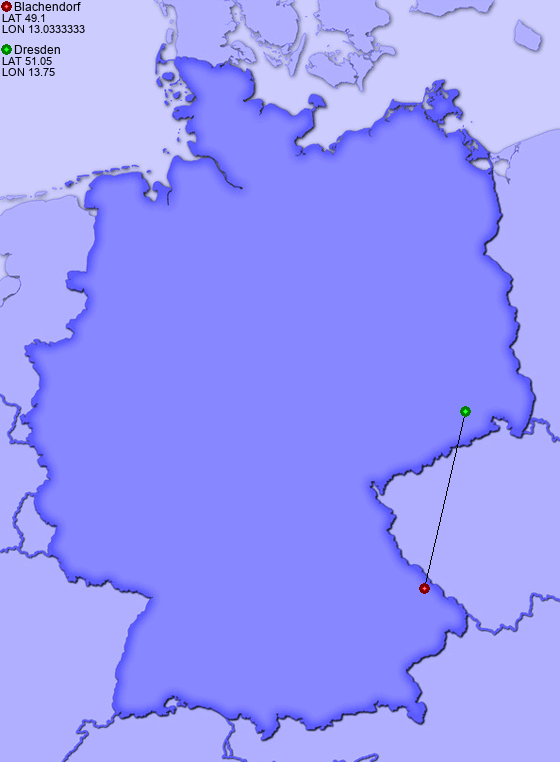 Distance from Blachendorf to Dresden