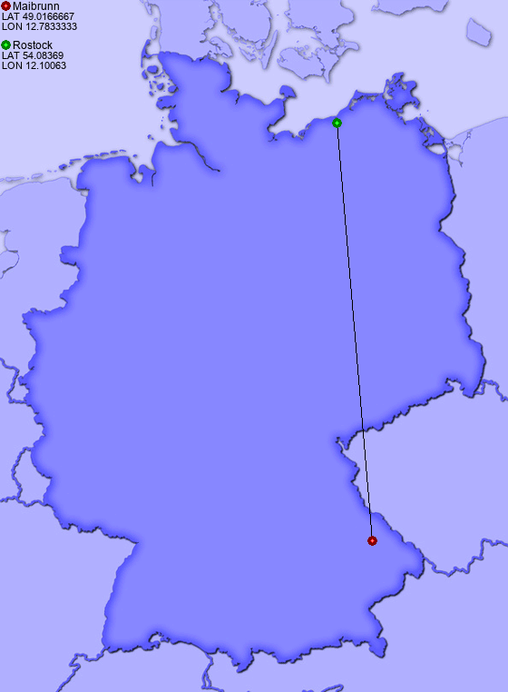 Distance from Maibrunn to Rostock