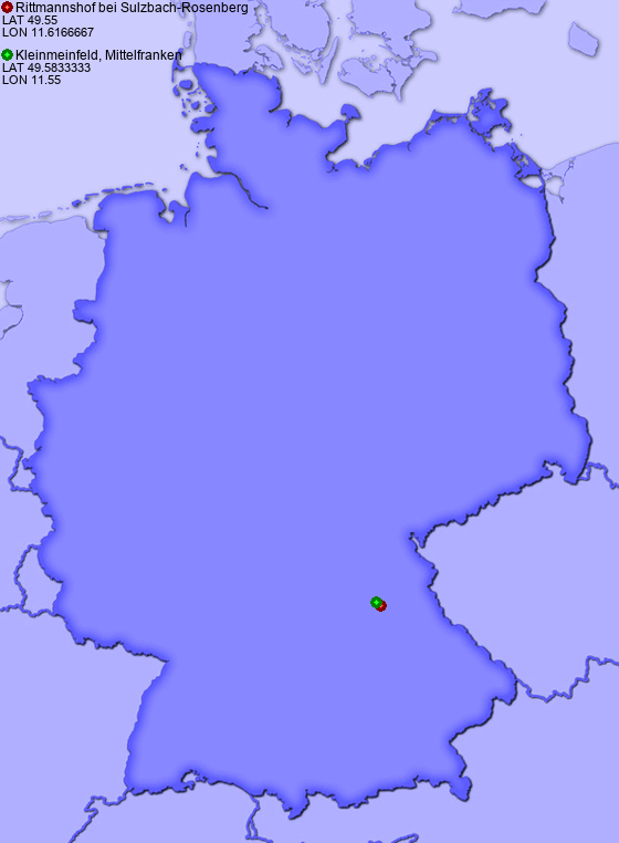 Distance from Rittmannshof bei Sulzbach-Rosenberg to Kleinmeinfeld, Mittelfranken