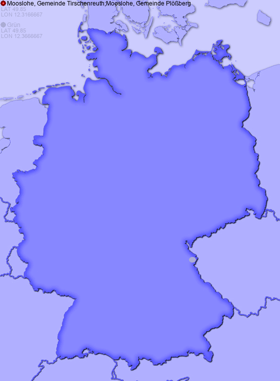 Distance from Mooslohe, Gemeinde Tirschenreuth;Mooslohe, Gemeinde Plößberg to Grün