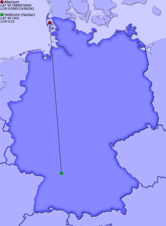 Distance from Alkersum to Heilbronn (Neckar)
