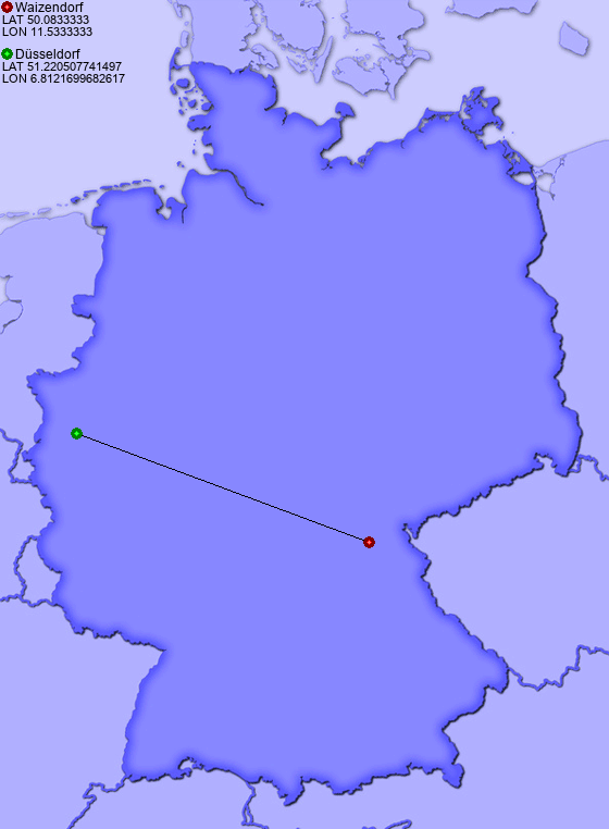 Distance from Waizendorf to Düsseldorf