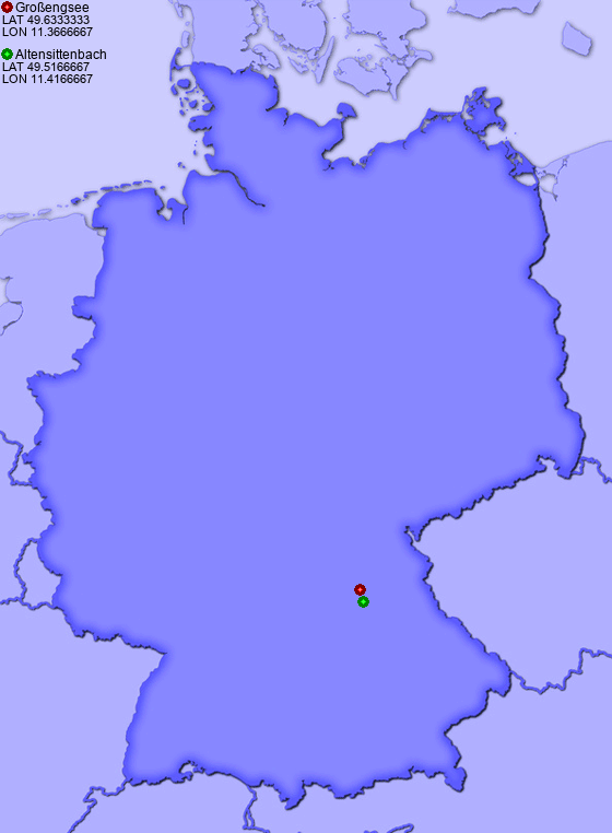 Distance from Großengsee to Altensittenbach