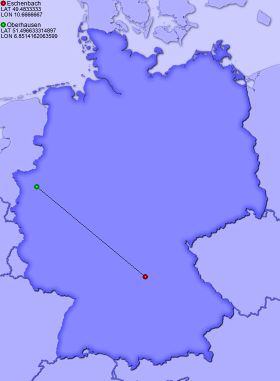 Distance from Eschenbach to Oberhausen