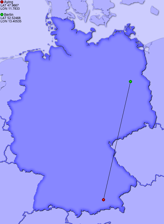 Distance from Aying to Berlin