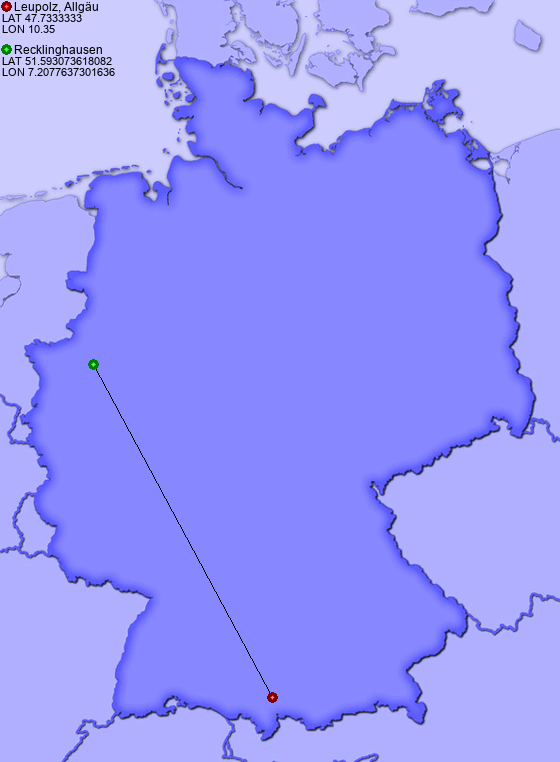 Distance from Leupolz, Allgäu to Recklinghausen