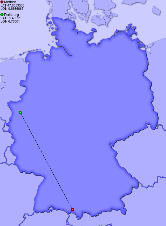 Distance from Mothen to Duisburg