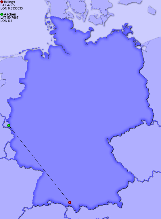 Distance from Itzlings to Aachen
