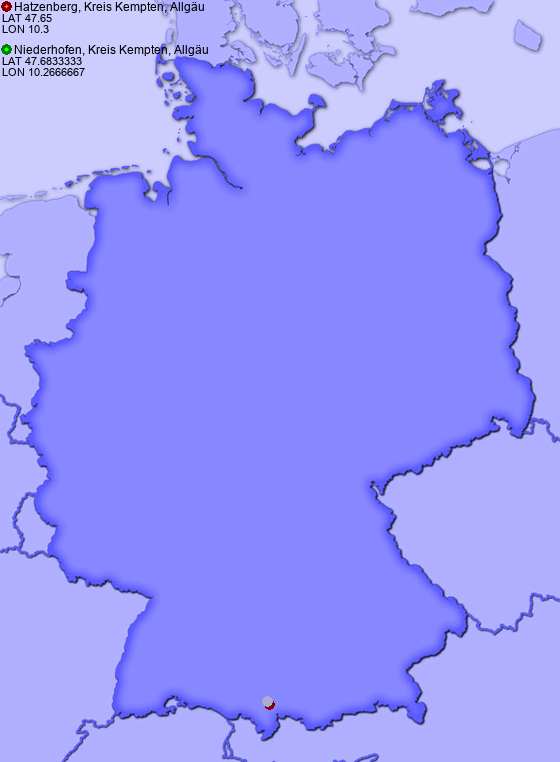 Distance from Hatzenberg, Kreis Kempten, Allgäu to Niederhofen, Kreis Kempten, Allgäu