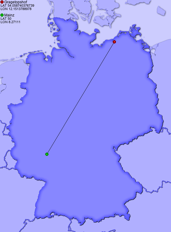 Distance from Gragetopshof to Mainz