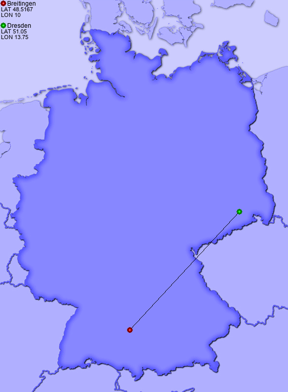 Distance from Breitingen to Dresden